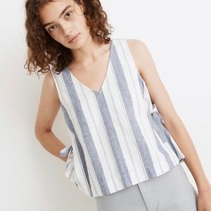 Madewell NWT Linen-Blend Side-Tie Top in Stripe